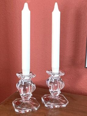 Vintage Gorham Crystal Candlesticks German Lead Crystal Pair